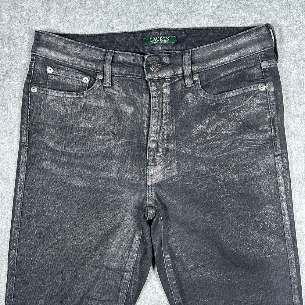 Lauren Ralph Lauren Jeans Womens Size 6 30x29 Black Classic Skinny Waxed - Picture 10 of 16